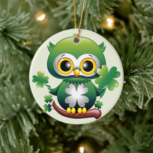 Ornamento De Cerâmica Bebê Coruja Fofo St Patrick Cartoon (Árvore)