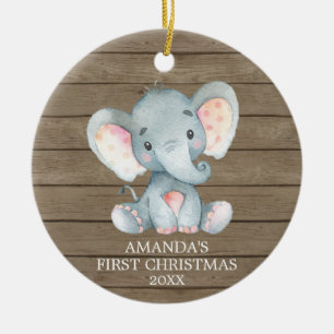 Ornamento De Cerâmica Bebê de elefante giro russo primeiro Natal