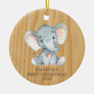 Ornamento De Cerâmica Bebê de elefante giro russo primeiro Natal