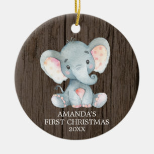 Ornamento De Cerâmica Bebê de elefante giro russo primeiro Natal