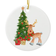 Bebê de rena de aquarela