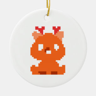 Ornamento De Cerâmica Bebê de veado pixelado fofo