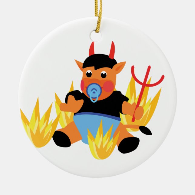 Ornamento De Cerâmica bebê diabólico (Frente)