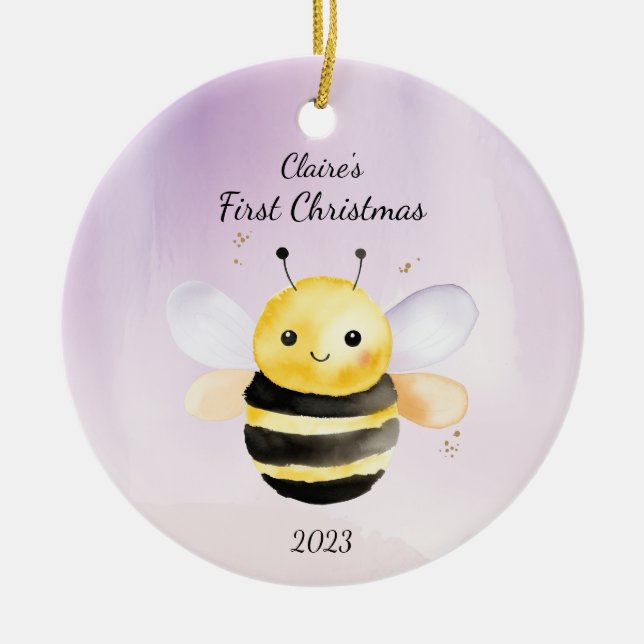 Ornamento De Cerâmica Bebê é o primeiro canalha de Natal personalizado (Frente)