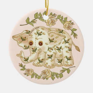 Ornamento De Cerâmica Bebê Elefante Amarelo