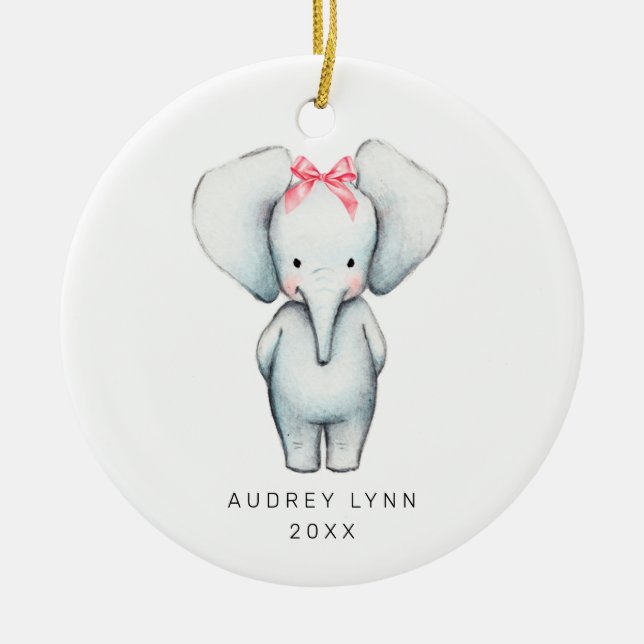 Ornamento De Cerâmica Bebê Elefante Personalizado 1rua de Natal (Frente)