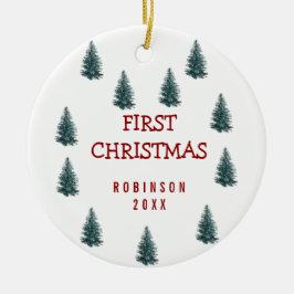 Ornamento De Cerâmica Bebê Elegante Moderno Primeiro Bebê de Natal