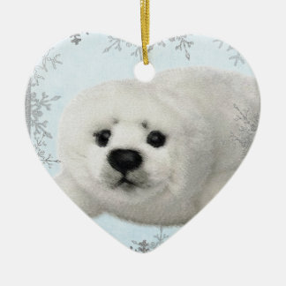 Ornamento De Cerâmica bebê foca floco de neve