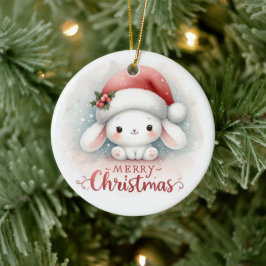 Ornamento De Cerâmica Bebê Foto de Natal Coelhinho Bonito