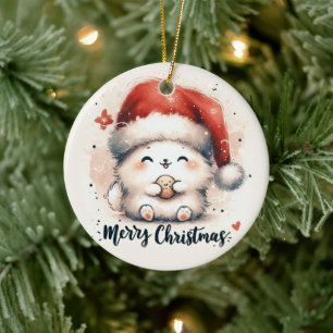 Ornamento De Cerâmica Bebê Foto de Natal Coelhinho Bonito