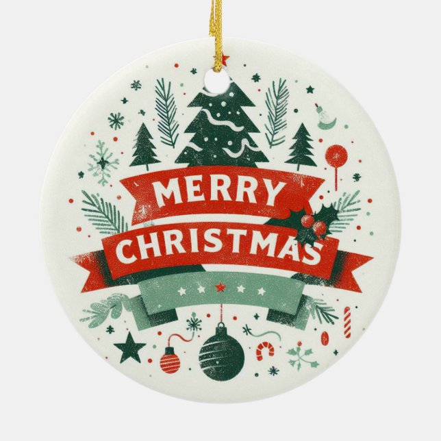 Ornamento De Cerâmica Bebê Foto de Natal Mistletoe Cute Reindeer (Traseira)