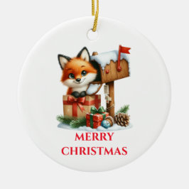 Ornamento De Cerâmica Bebê giro Fox Natal