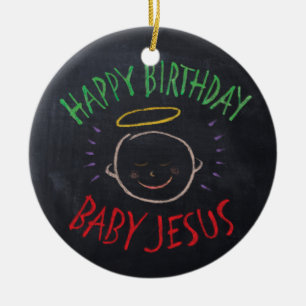 Ornamento De Cerâmica Bebê Jesus do aniversário - giz religioso do Nat
