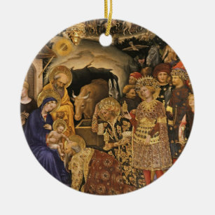 Ornamento De Cerâmica Bebê Jesus Joseph dos reis Virgem Maria do