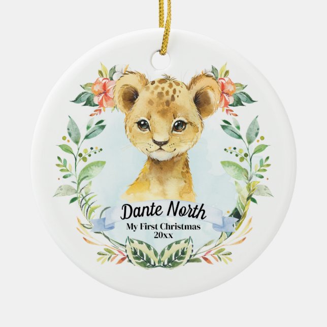 Ornamento De Cerâmica Bebê Menino Meu Primeiro Fim De Natal (Frente)