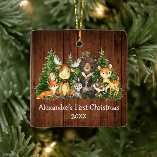 Ornamento De Cerâmica Bebê Primeiro Natal Animais Florestais Russos (Árvore)
