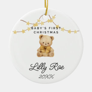 Ornamento De Cerâmica Bebê Primeiro Natal Animal Cujo Urso De Teddy Unis