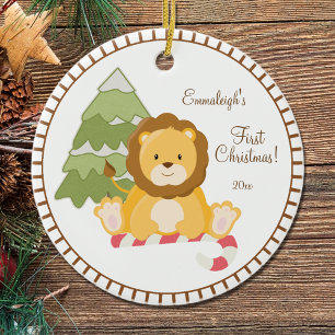 Ornamento De Cerâmica Bebê Primeiro Natal - Leão