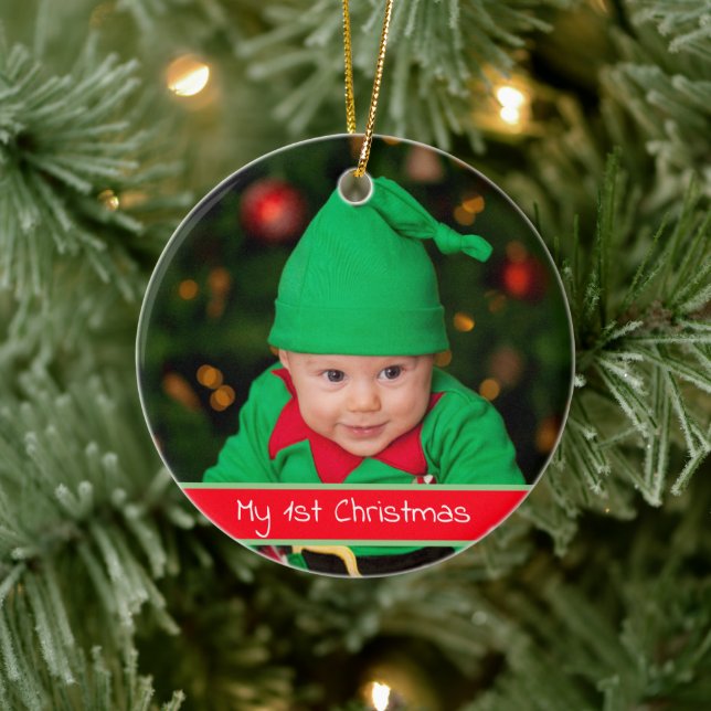 Ornamento De Cerâmica Bebê Primeiro Natal Simples Moderno (Árvore)
