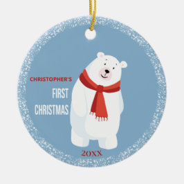 Ornamento De Cerâmica Bebê Primeiro Urso Polar Bonito de Natal