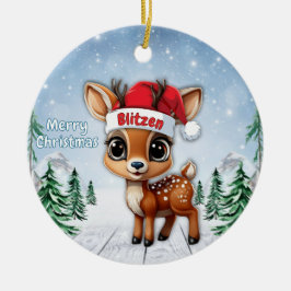 Ornamento De Cerâmica Bebê Rena Blitzen, Corça, Cerva, Rena 🦌🎄