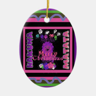 Ornamento De Cerâmica Bebê rosa Belo Feliz Natal Hakuna Matata
