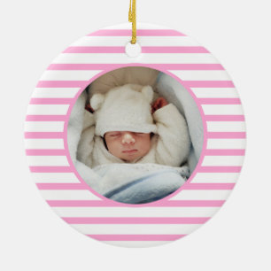 Ornamento De Cerâmica Bebê Rosa Dino Primeiro Natal - Bico Rosa