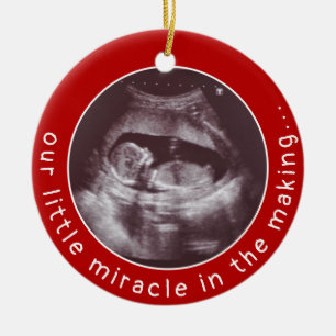 Ornamento De Cerâmica Bebê Ultrassom Foto Vermelha Milagre Natal