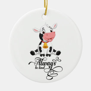 Ornamento De Cerâmica Bebê Vaca Sempre Seja Bonita