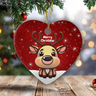 Ornamento De Cerâmica Bebê Veado, Cerva, Fawn 🦌 🎄Feliz Natal