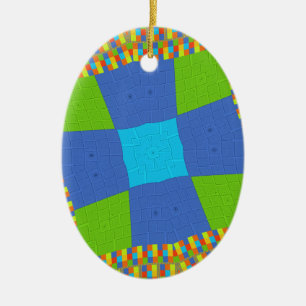 Ornamento De Cerâmica Bebê verde-verde-azul-verificado