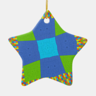 Ornamento De Cerâmica Bebê verde-verde-azul-verificado