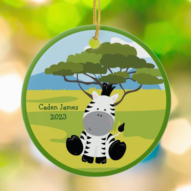 Ornamento De Cerâmica Bebê-zebra costume beija-flores Natal (Criador carregado)