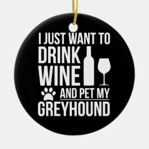 Ornamento De Cerâmica Beber vinho de estimação meu cachorro ganancioso