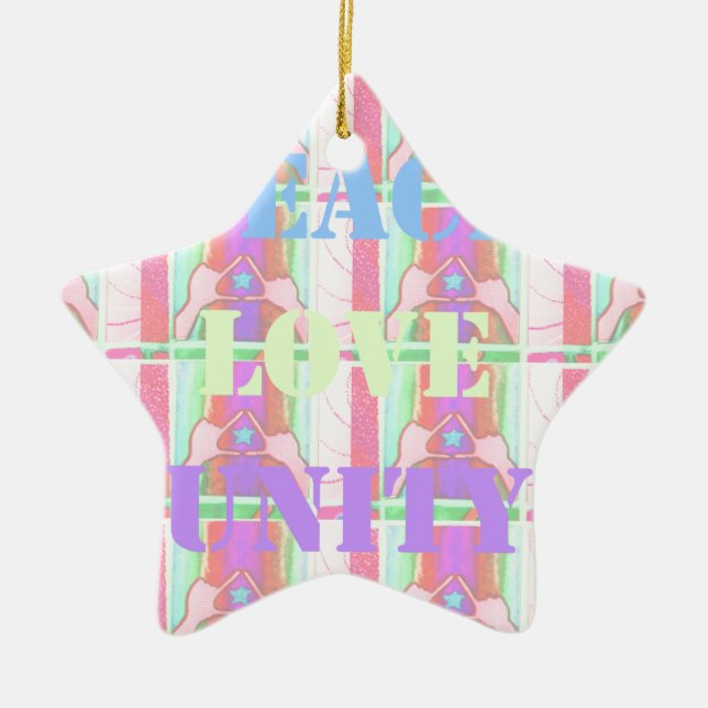 Ornamento De Cerâmica Bebês Crianças Paz Amor Unidade Hakuna Matata desi (Frente)