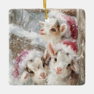 Ornamento De Cerâmica Bebês de Neve Cabras de Natal 10 - SUA FOTO