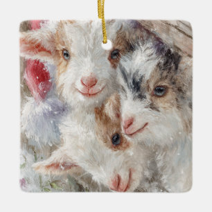 Ornamento De Cerâmica Bebês de Neve Cabras de Natal 12 - SUA FOTO