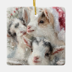 Ornamento De Cerâmica Bebês de Neve Cabras de Natal 6 - SUA FOTO