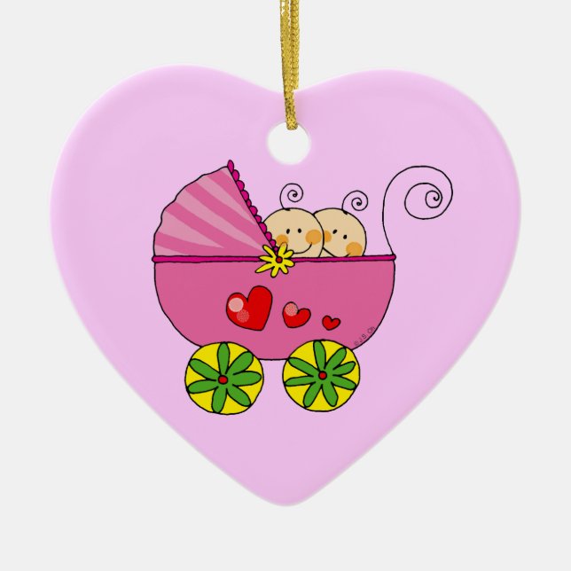 Ornamento De Cerâmica Bebés gêmeos (Frente)