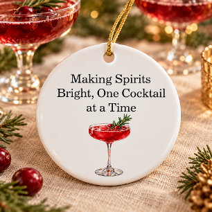 Ornamento De Cerâmica Bebida de Cocktail Vermelho de Natal Divertida Beb