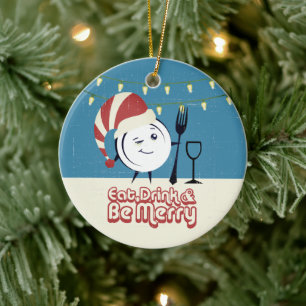 Ornamento De Cerâmica Bebida retrô seja feliz jante prato Natal
