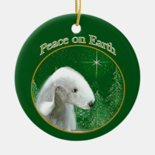 Ornamento De Cerâmica Bedlington Terrier Peace