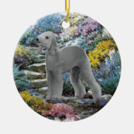 Ornamento De Cerâmica Bedlington Terrier Summer Garden Art