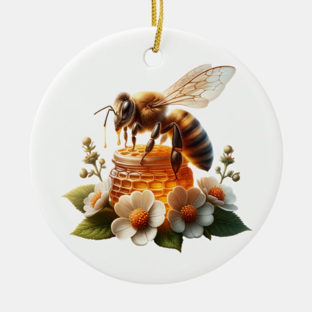 Ornamento De Cerâmica Bee My Honey | Doce Presente Romântico (Frente)