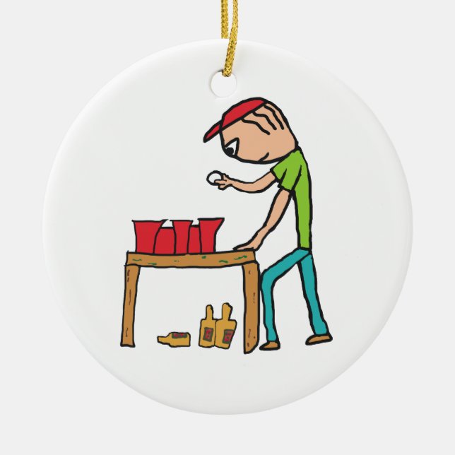 Ornamento De Cerâmica Beer Pong (Frente)
