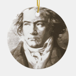 Ornamento De Cerâmica Beethoven Na Sepia