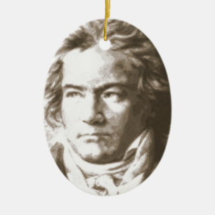 Ornamento De Cerâmica Beethoven Na Sepia