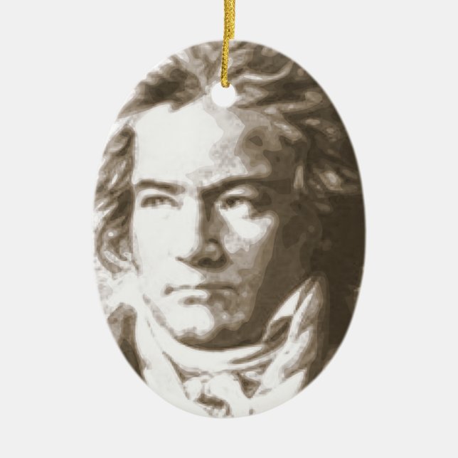 Ornamento De Cerâmica Beethoven Na Sepia (Frente)