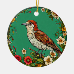 Ornamento De Cerâmica Beija-flor não, um Colorido Cardeal ou mais provav