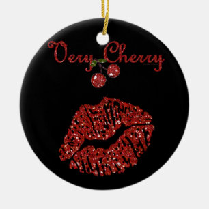 Ornamento De Cerâmica Beijo Cereja RAB Rockabilly